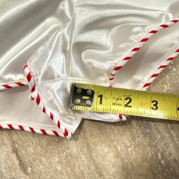 Vintage White Satin mini Micro Shorts red Heart rhinestones Sz L Coquette lolita - Picture 4 of 7